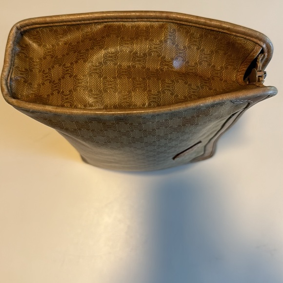 Celine Beige Macadam Coated Canvas Clutch or Pouch Signature Logo